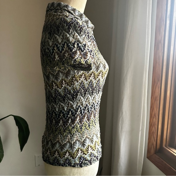 Vintage 90’s Collar V-Neck Jalate Limited Multicolor Women's Acrylic Knit Top M - Picture 11 of 14